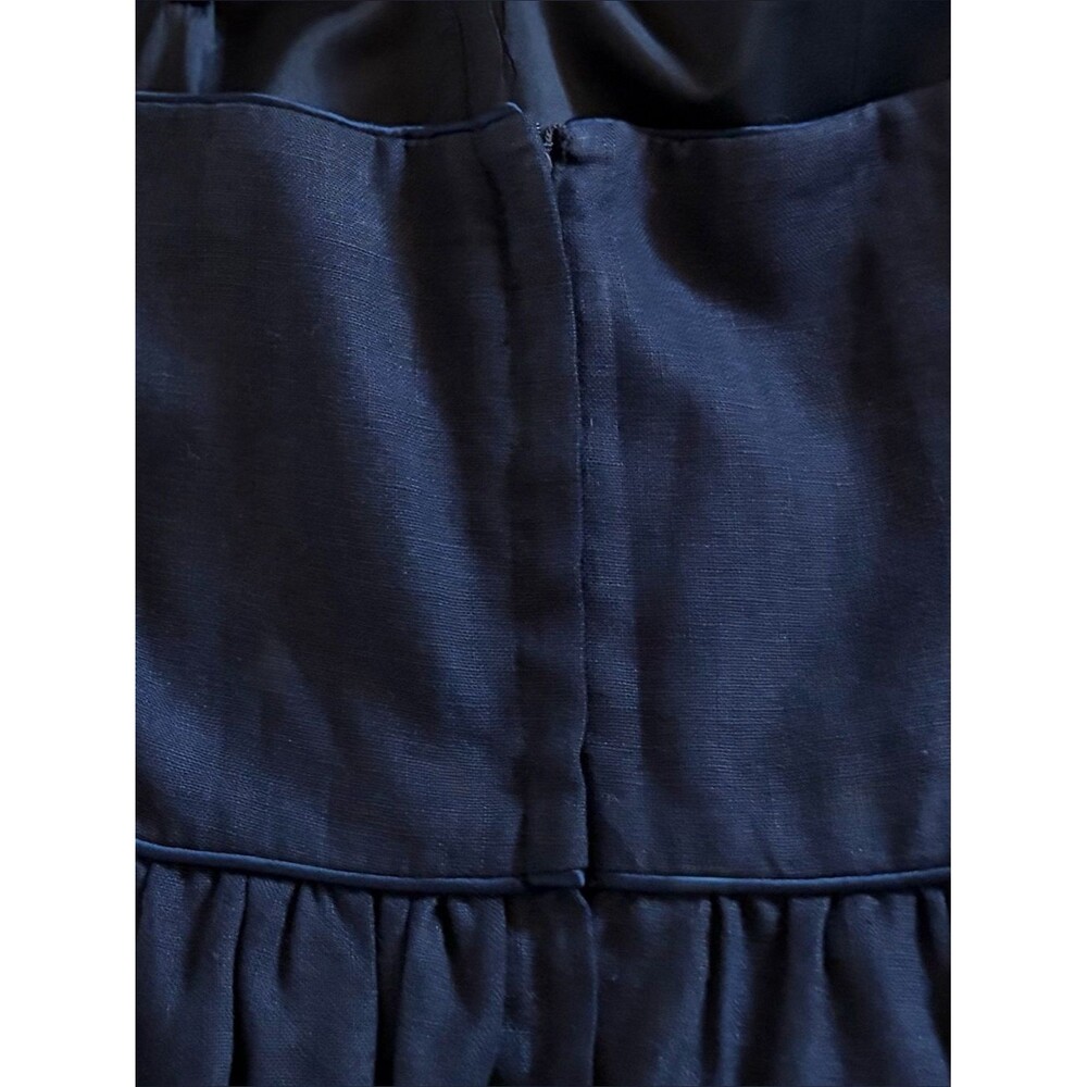 Rare Vintage Betsey Johnson Linen Dress 90’s Midi Halter Navy Blue Made in USA - Picture 7 of 10